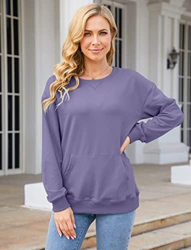 Sweatshirt for Women Long Sleeve Sweatshirt Casual Solid Pullover Loose Fit Sweatshirt with Pocket